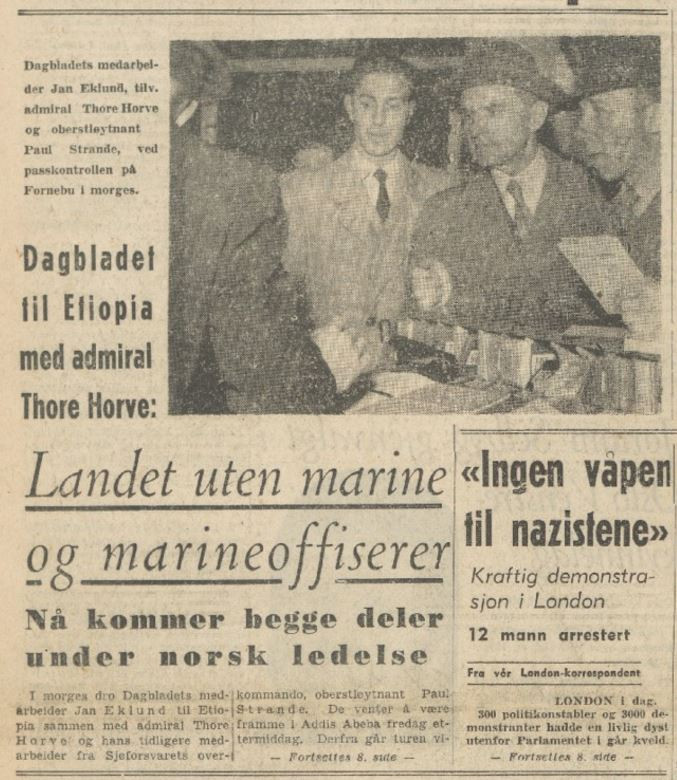 Horve, Strande og Dagbladet til Etiopia 26.januar 1955